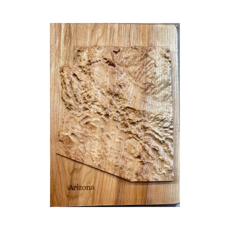 Arizona State 3D Topographic Wood Carved Relief Map | Arizona Gift