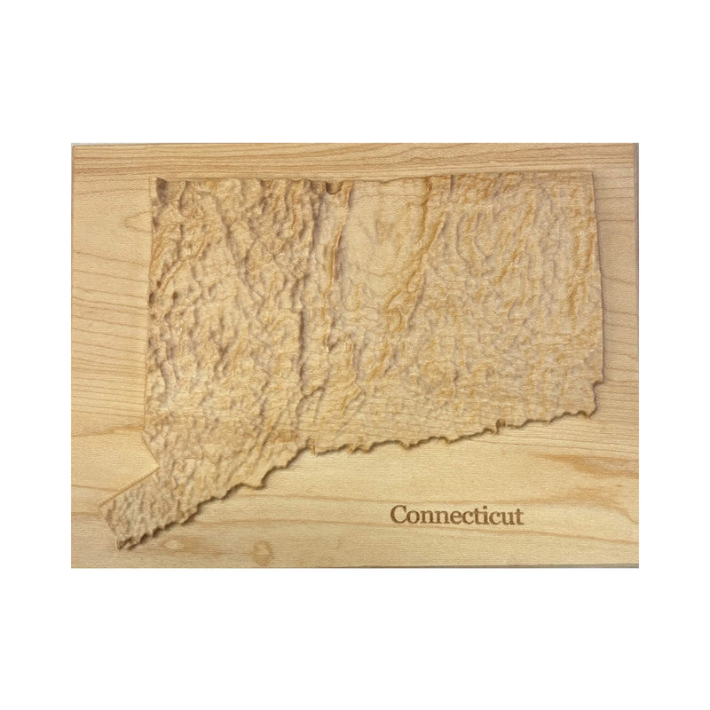 Connecticut 3D Topographic Relief Wood Map | Connecticut Gift