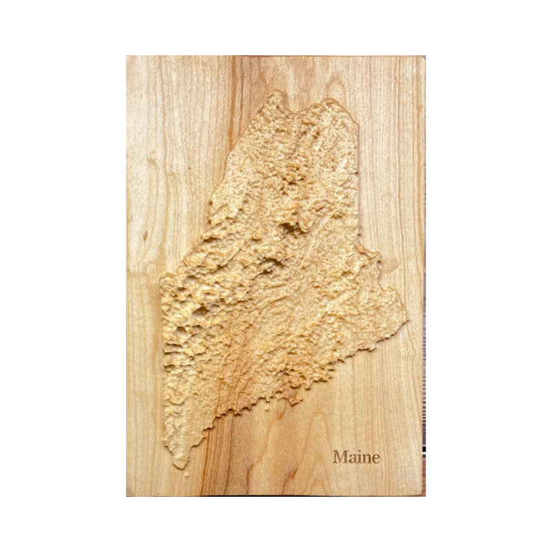 Maine State 3D Topographic Wood Map | New England Gift