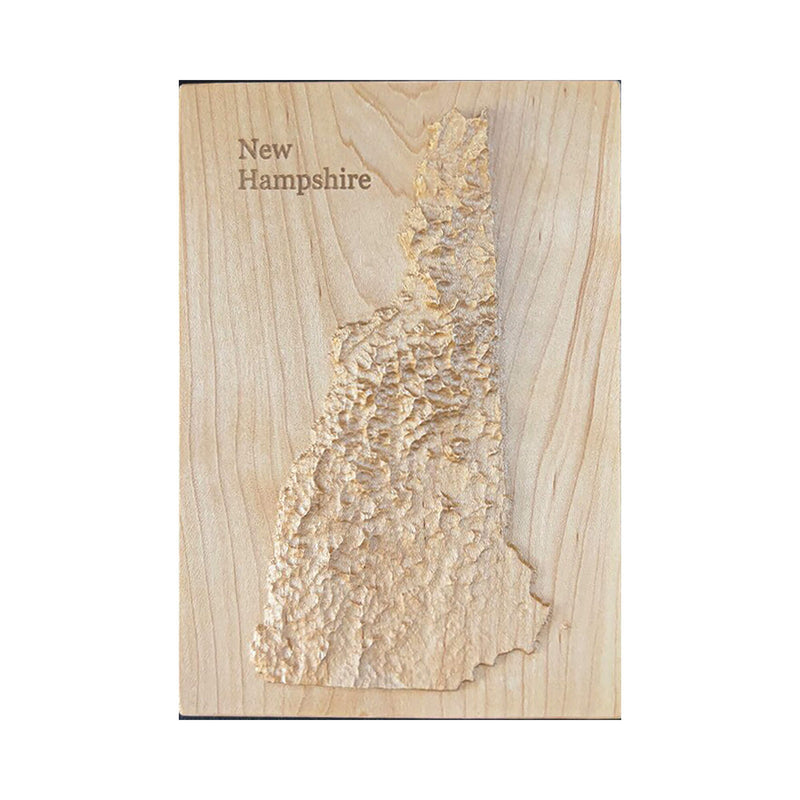 New Hampshire 3D Topographic Wood Carved Relief Map | New Hampshire Gift