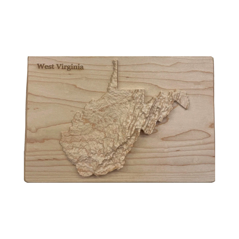 West Virginia Wood Carved 3D Topographic Wood Relief Map | West Virginia Art Gift
