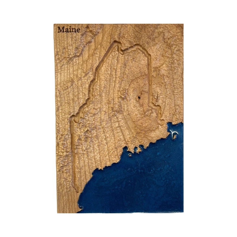 Maine State 3D Topographic Wood Map | New England Gift