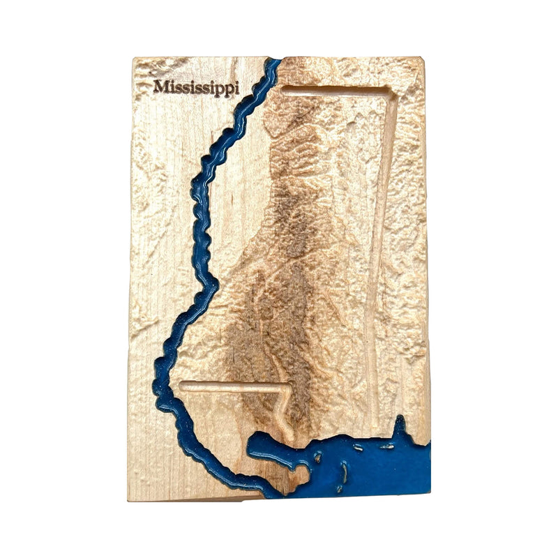 Mississippi Topographic 3D Relief State Map | Mississippi Map Gift