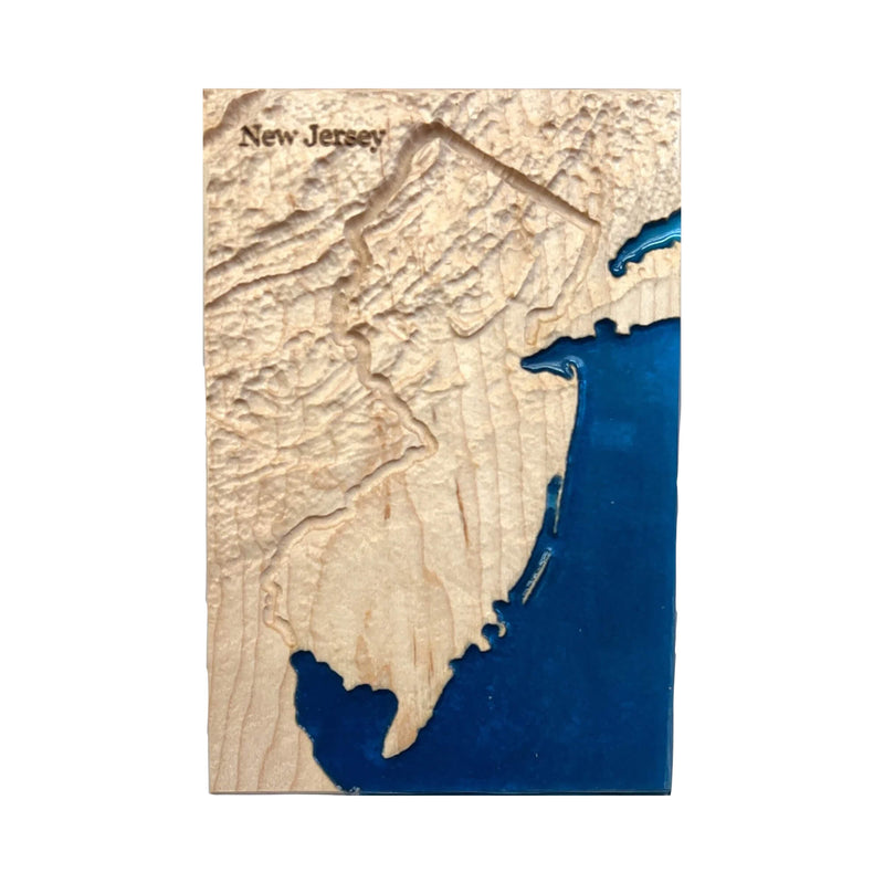 New Jersey Wood Carved Relief Map | New Jersey Gift