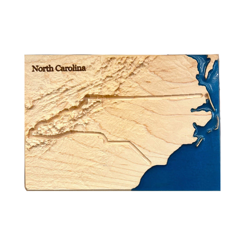 North Carolina Wood Carved Relief Map | North Carolina Gift