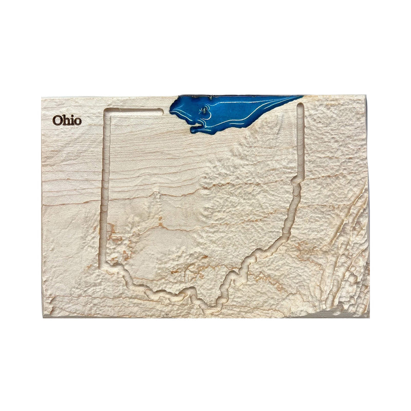 Ohio Wood Carved 3D Relief Map | Ohio State Map Gift
