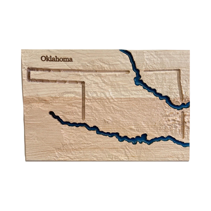 Oklahoma Wood Carved 3D Topographic Relief Map | Oklahoma Gift