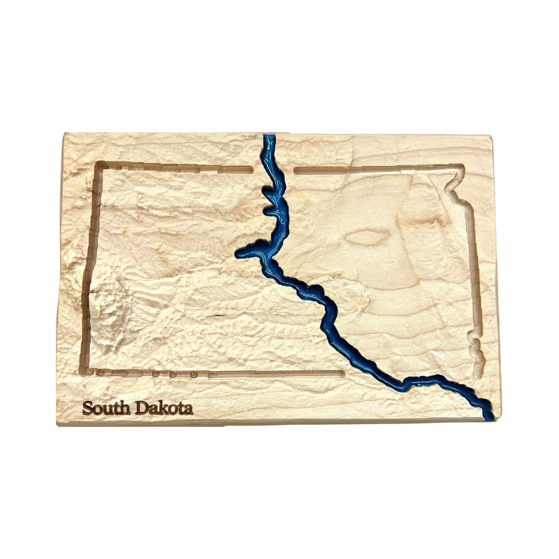 South Dakota Wood Carved 3D Relief Map | South Dakota State Gift
