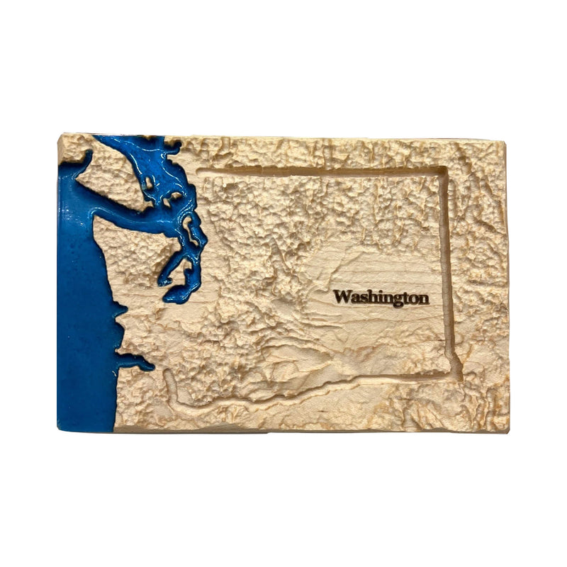 Washington Wood Carved 3D Topographic Relief Map |  WA State Gift