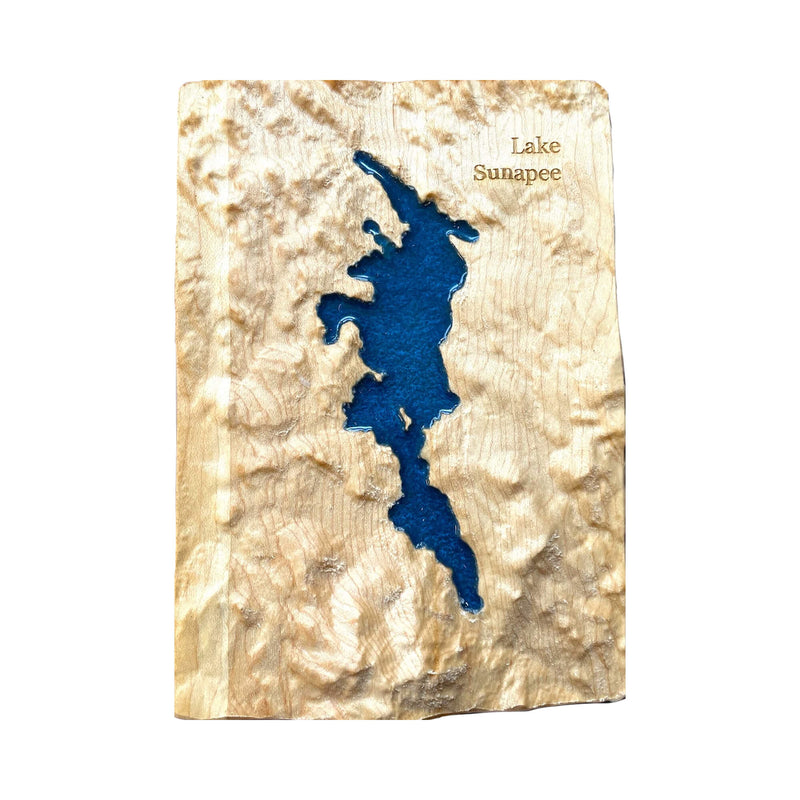 Lake Sunapee 3D Wood Epoxy Art Relief Map | Lake Sunapee NH Gift