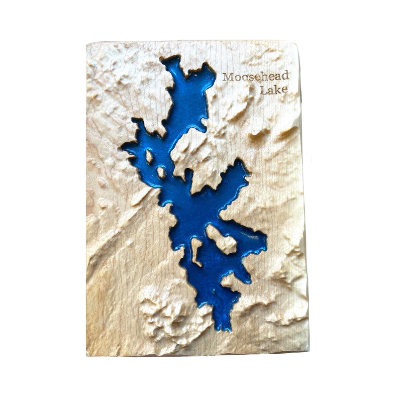Moosehead Lake 3D Relief Wood-Carved Map | Maine State Gift